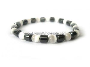 18cm Stone Beaded Hematite Stretch Bracelet